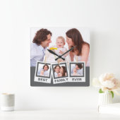 ファミ最高のリーEverカスタム Instagram 4フォトコラージュ スクエア壁時計 (ホーム)