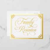 ファミ渦巻形の華美リ懇親会金ゴールド 箔招待状ポストカード (正面/裏面)