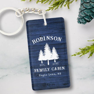 ファミ素朴リキャビン木青ウッドプランク2面 キーホルダー