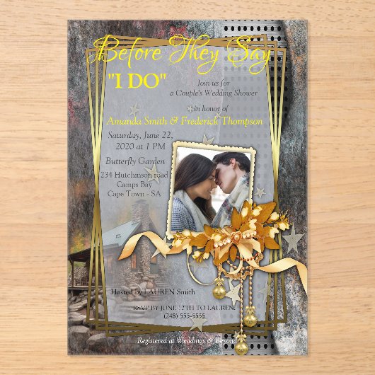 ファミ素朴リーストーン小屋 アクリル招待状 (正面)