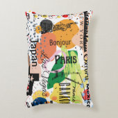 ファムハウスシティズロノン抽象芸術オレンジグリーンホワイト アクセントクッション (正面(垂直))