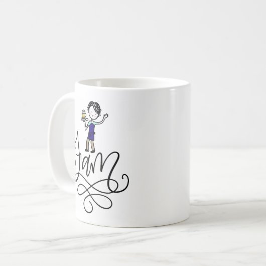 ファム、カスタム図解入りの、写真付きの、手書き コーヒーマグカップ (正面左)