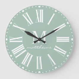 ファモダンームハウスグリーンファミリーネーム大時計  ラージ壁時計