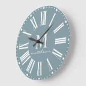 ファモダンームハウスブルーファミリーネーム大時計  ラージ壁時計 (傾斜)