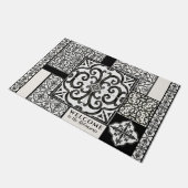 ファモダンームハウス白黒ウォーターカラーファミリー ドアマット (アングル)