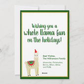 ファラおもしろいラホールラマおもしろいアルパカサンタハット シーズンカード (裏面)