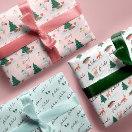 ファラウィンターワンダーランドフォレストウッドランド動物 ラッピングペーパーシート