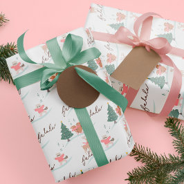 ファラウィンターワンダーランドフォレストウッドランド動物 ラッピングペーパー