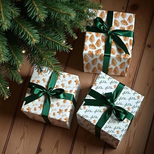 ファラウォーター色ジンジャーブレッドCookieクリスマス ラッピングペーパーシート