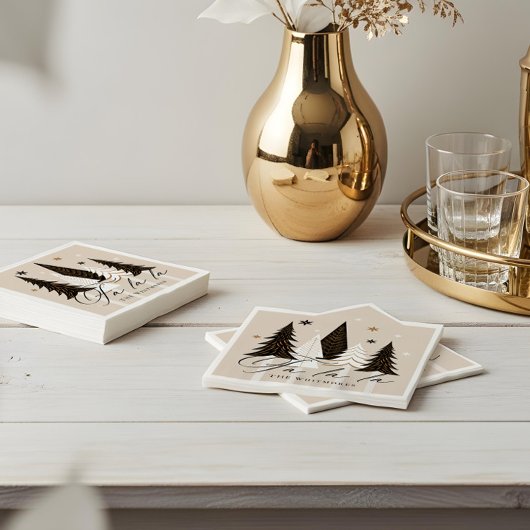 ファラエレガントラモダンエバーグリーンクリスマスデザイン スタンダードカクテルナプキン