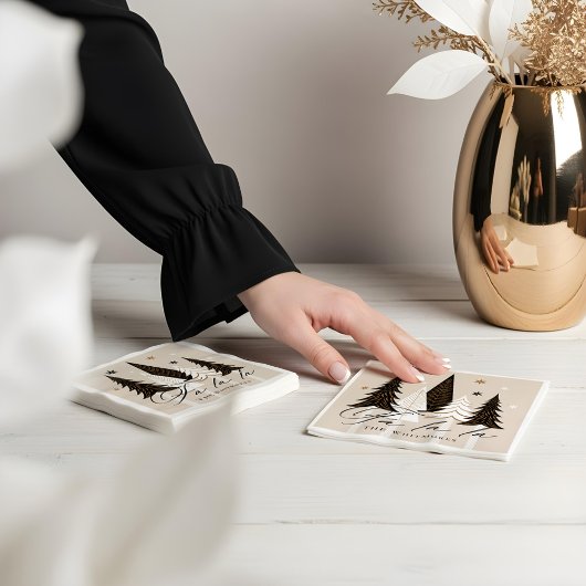 ファラエレガントラモダンエバーグリーンクリスマスデザイン スタンダードカクテルナプキン