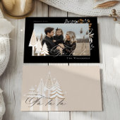 ファラエレガントラモダンフォトエバーグリーンクリスマス シーズンカード