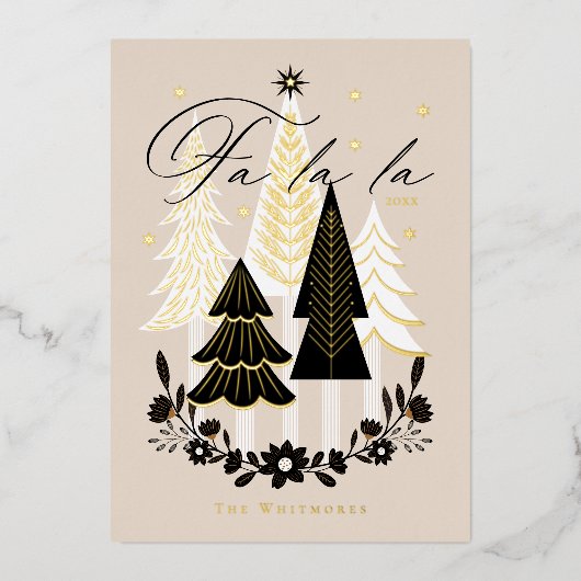 ファラエレガントラモダンフォトエバーグリーンクリスマス 箔シーズンカード (正面)