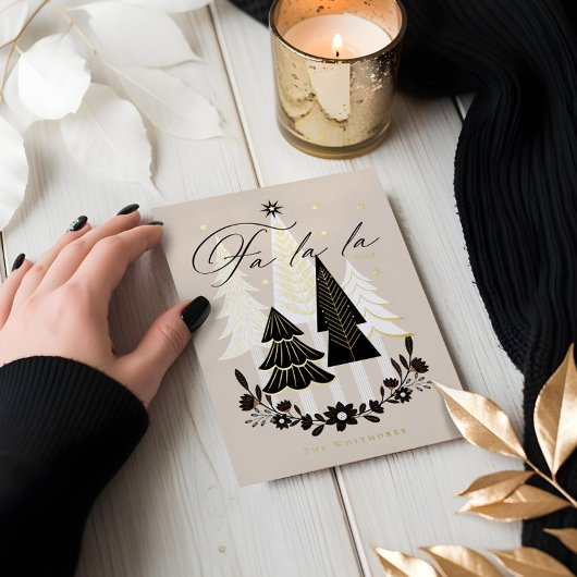 ファラエレガントラモダンフォトエバーグリーンクリスマス 箔シーズンカード