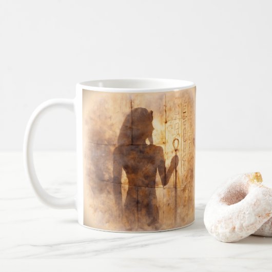 ファラオの響き アーティスティックエジプト水彩画 コーヒーマグカップ (ドーナツ)