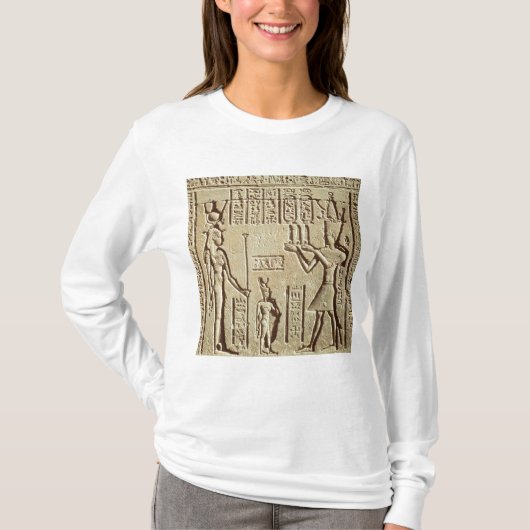 ファラオを描写するレリーフ、浮き彫り Tシャツ (正面)