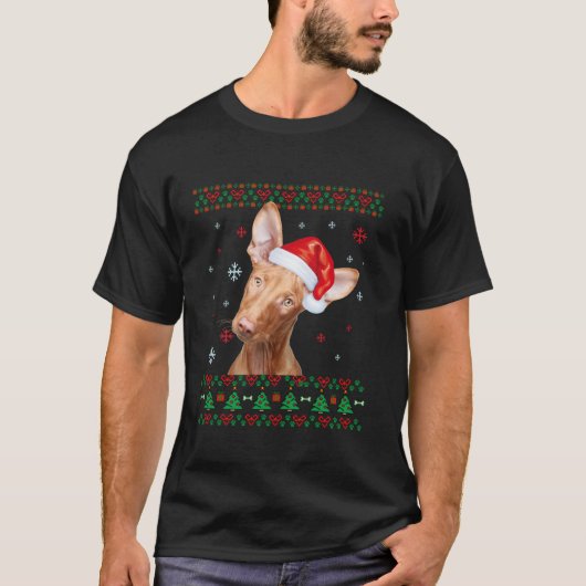 ファラオハウンドクリスマスサンタ醜いセーター犬T S Tシャツ (正面)