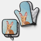 ファラオハウンド絵を描のクリオリジナルドッグアート 鍋つかみ&鍋敷きセット (正面/裏面)