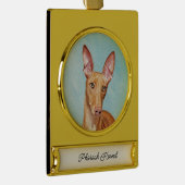 ファラオハウンド絵画ズ – かわいいオリジナルドッグアートゴル ゴールドプレートバナーオーナメント (右)
