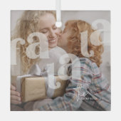 ファラオーバーレイタイポグラフィフォトクリスマス ガラスオーナメント (正面)