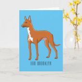 ファラオ犬の漫画イラストレーション カード (黄色い花)