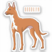 ファラオ犬の漫画イラストレーション シール (正面)