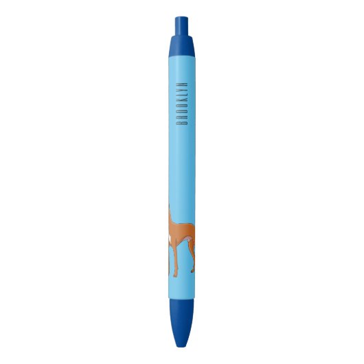 ファラオ犬の漫画イラストレーション 黒ボールペン (正面縦)