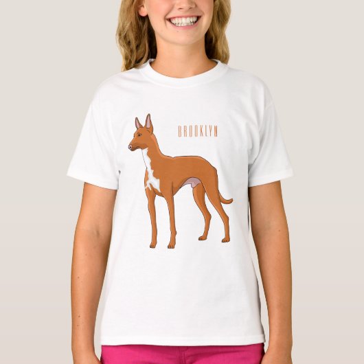 ファラオ犬の漫画イラストレーション Tシャツ (正面)