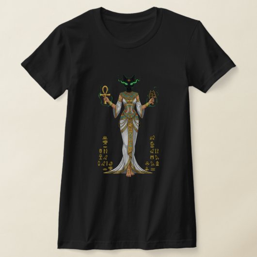 ファラオ猫の女王 – エジプトの力の女神 Tシャツ (レイダウン)