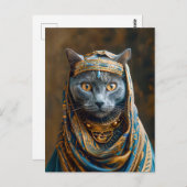 ファラオ・クイーンの格好をした猫 ポストカード (正面/裏面)