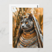 ファラオ・クイーンの格好をした猫 ポストカード (正面/裏面)