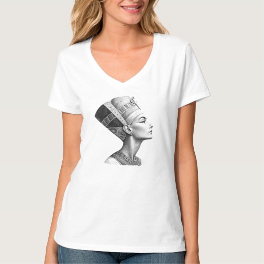 ファラオ・ネフェルティティアート - エジプトの女王デザイン Tシャツ (正面)