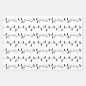 ファラクリスマスストリングライト白黒&金ゴールド ラッピングペーパーシート (正面)