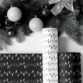 ファラクリスマスストリングライト白黒&金ゴールド ラッピングペーパーシート