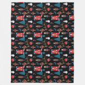 ファラナックラッカークリスマスキャラクターパターンブラック フリースブランケット (正面)