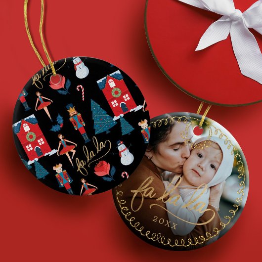 ファラナツクラッカークリスマスキャラクターファミリーフォト セラミックオーナメント