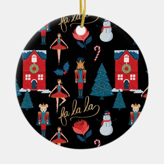 ファラナツクラッカークリスマスキャラクターファミリーフォト セラミックオーナメント (正面)