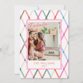 ファラパステル市松模様にパターンのクリスマスフォト シーズンカード (正面)