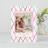 ファラパステル市松模様にパターンのクリスマスフォト シーズンカード (スタンド正面)