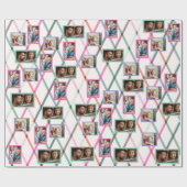 ファラパステル市松模様にパターンのクリスマスフォト ラッピングペーパー (フラット)