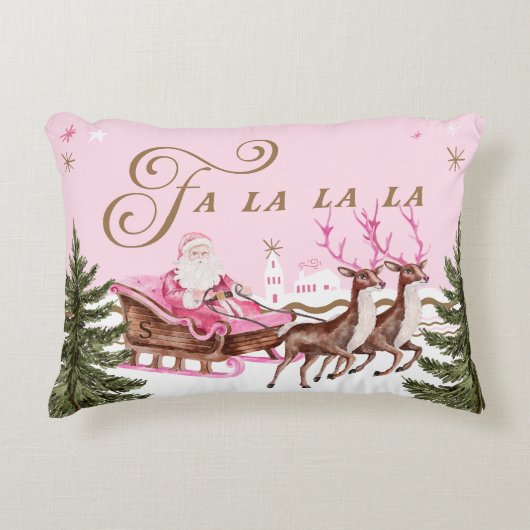 ファラピンクメリークリスマスサンタセリグトナカイ アクセントクッション (正面)