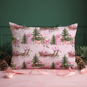 ファラピンクメリークリスマスサンタセリグトナカイ アクセントクッション