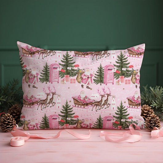 ファラピンクメリークリスマスサンタセリグトナカイ アクセントクッション
