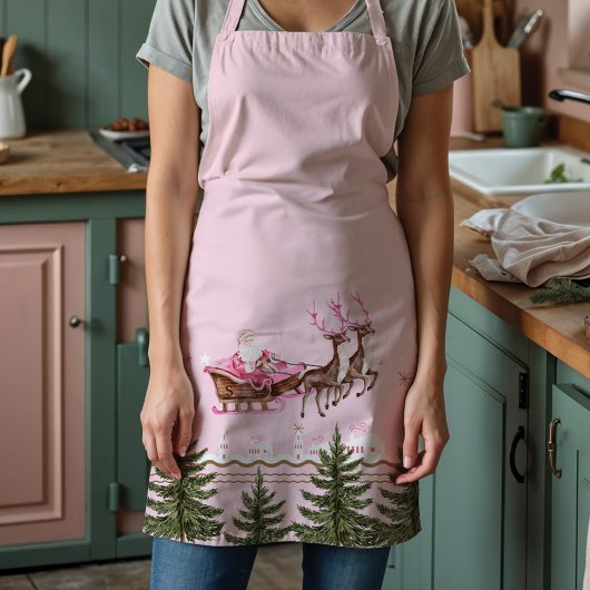 ファラピンクメリークリスマスサンタセリグトナカイ エプロン