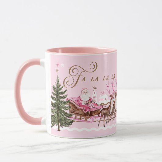 ファラピンクメリークリスマスサンタセリグトナカイ マグカップ (左)