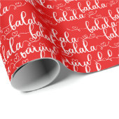 ファラファルラホワイトスクリプトハートレッドクリスマス ラッピングペーパー (ロールコーナー)