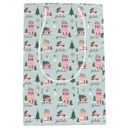 ファラホームフォーザホリデーズタウン&ピンクレトロバン ミディアムペーパーバッグ (正面)