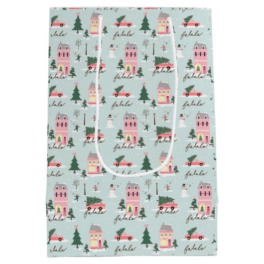 ファラホームフォーザホリデーズタウン&ピンクレトロバン ミディアムペーパーバッグ (裏面)