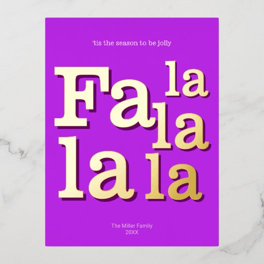 ファラモダンパープルシンプルトレンディー金ゴールド 箔シーズンポストカード (正面)