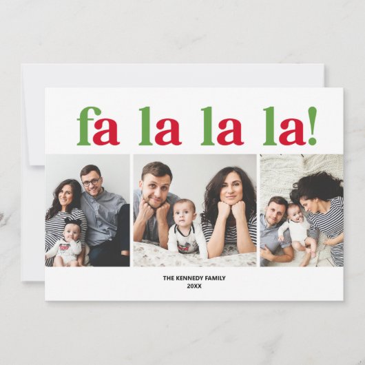 ファラモダンラ3枚の写真クリスマスカード 招待状 (正面)